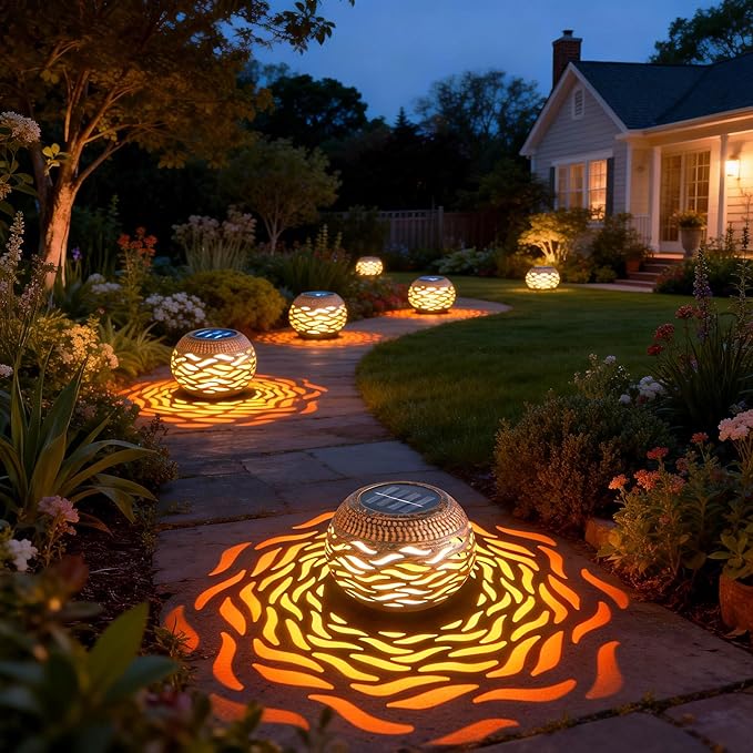 Solar Lanterns Outdoor Waterproof 2 Pack Retro Metal Hollow Out Solar Lantern Lights with 3 Lighting Modes Decorative Table Lanterns for Garden Yard Patio Porch  Gardening Gifts for Women Mom