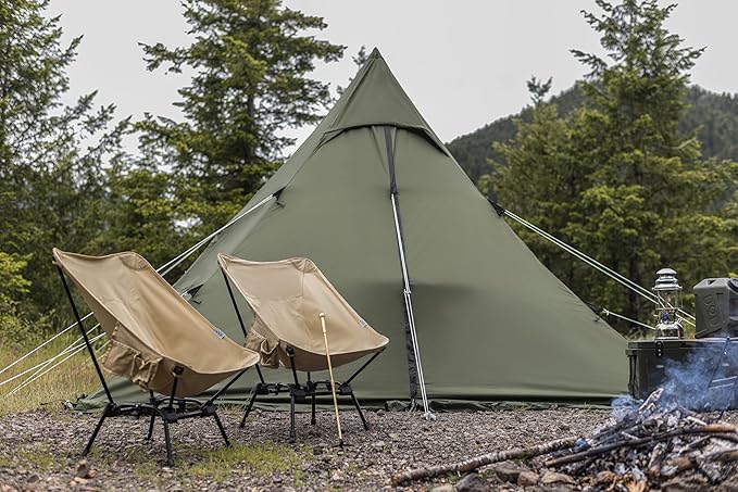 DOD RX Pyramid Tent for Camping - Durable All Season Teepee Tent for Adults Outdoor Camping - 6 Person Tipi Pyramid-Shaped Camping Tent - Quick Easy Setup - Large