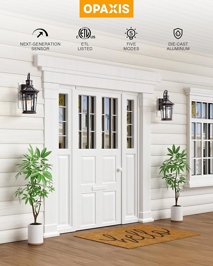 Motion Sensor Porch Lights Outdoor Wall Mount Oil Rubbed Bronze Exterior Wall Sconce Lantern with E26 Socket Waterproof Dusk to Dawn Outdoor Lighting Fixtures Coach Lights for Garage Patio