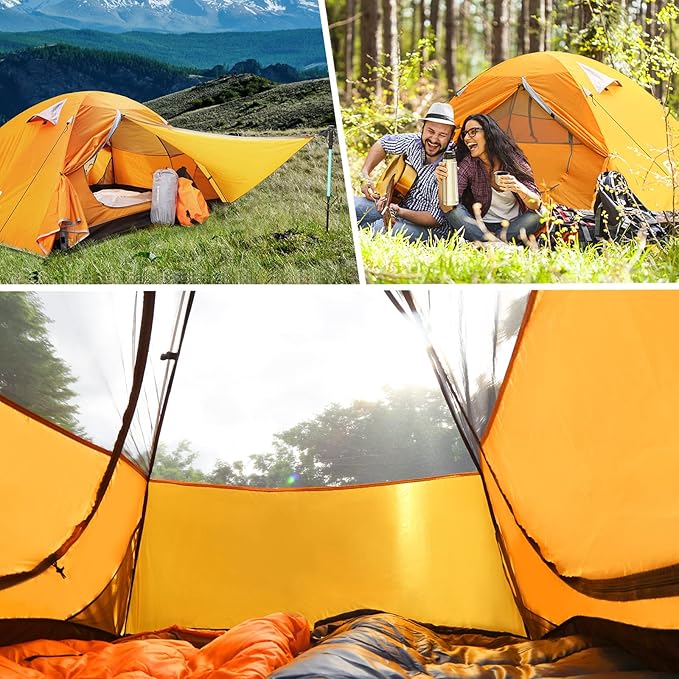 Bessport Camping Tent 1/2 Person Tent Waterproof Two Doors Backpacking Tent Easy Setup Lightweight for Outdoor Hiking Mountaineering Travel