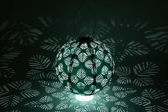 Allsop Soji Stella - Brights Geo Palm - 12 Outdoor Solar Lantern - Turquoise
