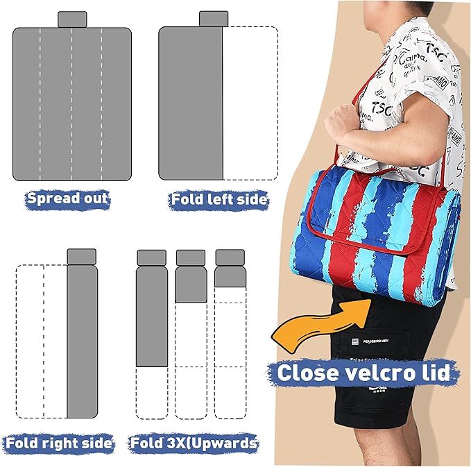 Tirrinia Picnic Blanket Extra Large Waterproof Lightweight Portable Outdoor Mat for Family Camping Travel Park Beach Hiking Stadium Concerts - Machine Washable