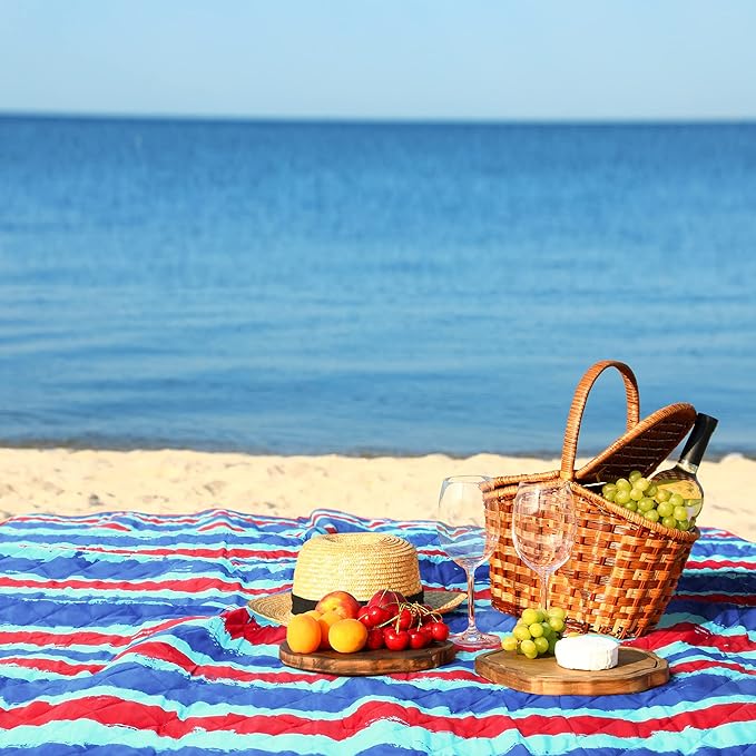 Tirrinia Picnic Blanket Extra Large Waterproof Lightweight Portable Outdoor Mat for Family Camping Travel Park Beach Hiking Stadium Concerts - Machine Washable