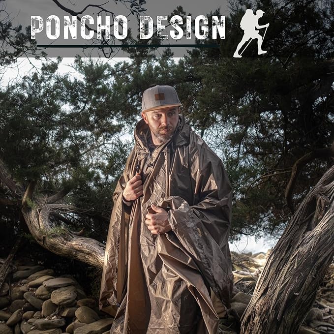 Onewind Lightweight Poncho Shelter Solitary Shelter Cape Silnylon Emergency Survival Shelter Ultralight Minimalist Shelter for Camping Hiking Backpacking Bug Out Bag
