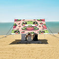 ALAZA Frog Strawberry Beach Tent Sun Shelter UPF50+ Protection Beach Shade Canopy w/ 4 Sandbags for Outdoor Camping Fishing Backyard Fun Picnic 10x9 ft