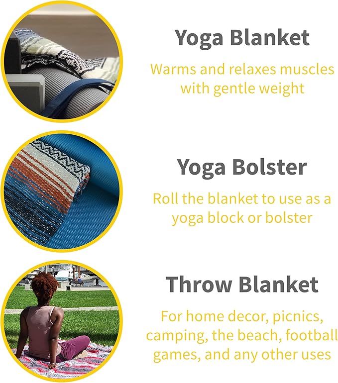 Cozumel Authentic Mexican Blankets (10-Pack) - 72x48 Woven in Mexico - Serape Throw Blanket for Yoga Studio Outdoor Picnic/Camping/Beach Saddle Blanket Bed/Home Decor (Assorted Random)
