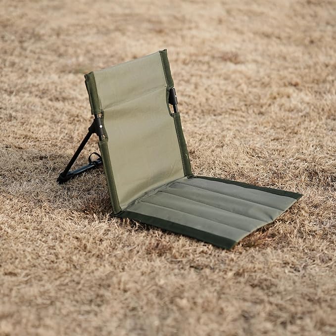Outdoor Camping BackrestLightweight Foldable ChairPark Leisure backrestBeach Portable Single Lazy ChairAluminum Lazy Comfortable Backrest (Olive Green)