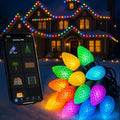 LED C9 Christmas Lights Outdoor100FT 150 LEDsApp Remote Controlled RGB Smart String Lights with DIYMusic Sync &amp Timer108 ModesWaterproof &amp Extendable for RooflineHouseXmas TreeHallowee