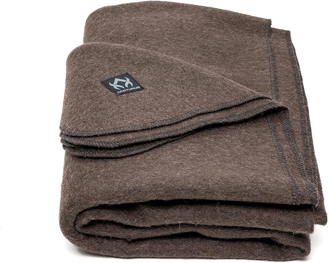 Arcturus Military Wool Blanket - Warm Thick Washable - Great for Outdoors Camping Stadium Blanket Picnics Travel - Car &amp Bushcraft Survival Kits