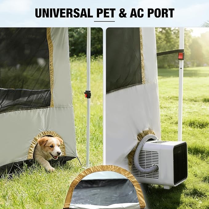 REDCAMP Canopy Camping Tent for Pop Up Canopy Inner Tent with Mesh Window Converts Straight Leg 10ft Canopy into Camping Shelter Fits 4-6 Person Khaki White(Frame/Shelter NOT Included)