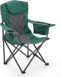 ARROWHEAD OUTDOOR Deluxe Folding Camp Chair – 550lb Capacity Heavy-Duty Quad Chair with Integrated Cooler Headrest and Dual Cup Holders.
