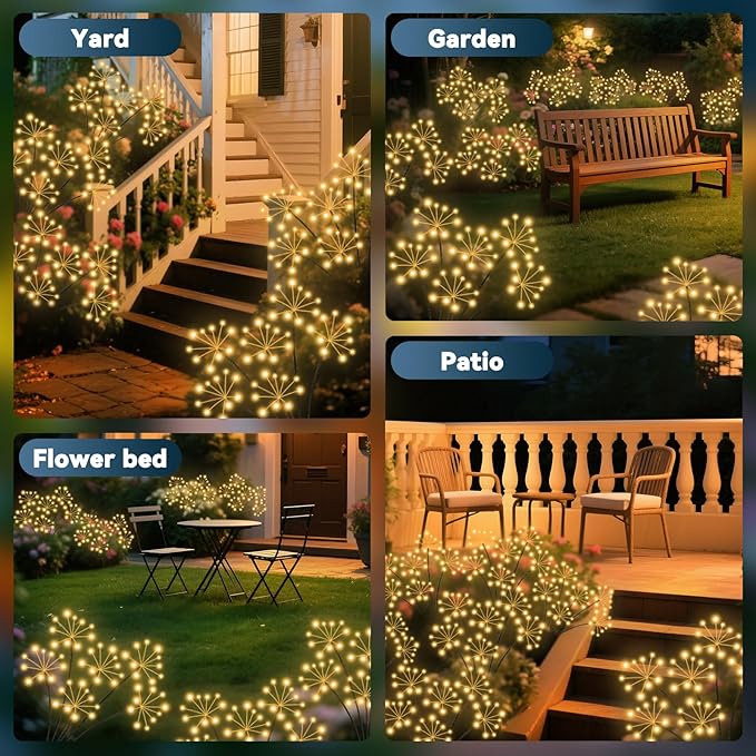 Solar Garden Lights 6 Pack Waterproof Swaying Starburst Light Solar Outdoor Lights for Yard Patio Walkway Pathway Party Wedding Decoration Unique Gifts for Women Warm White