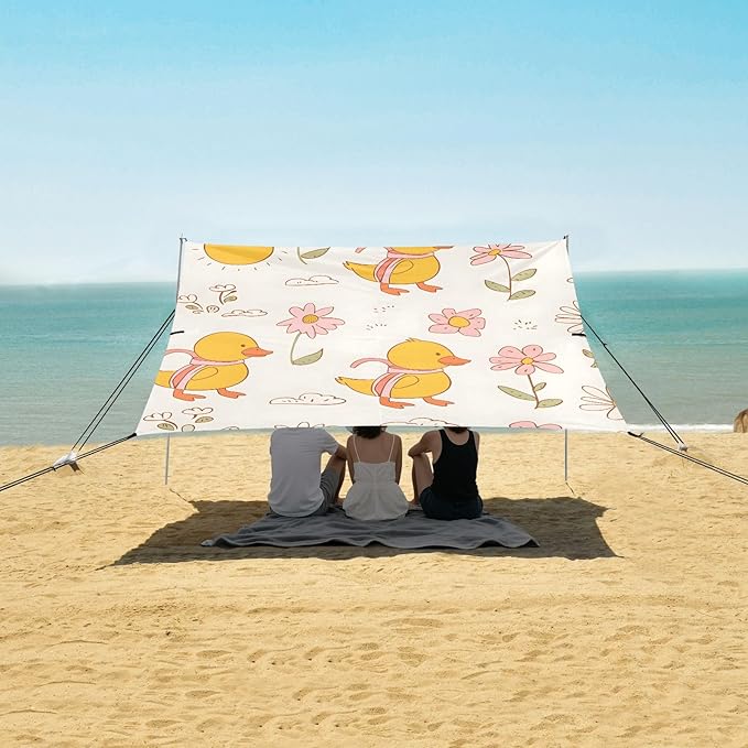 Little Yellow Duck Camping Sun Shelter Beach Tent Portable Beach Sun Shade Outdoor Canopy for Camping Trips Fishing Picnic