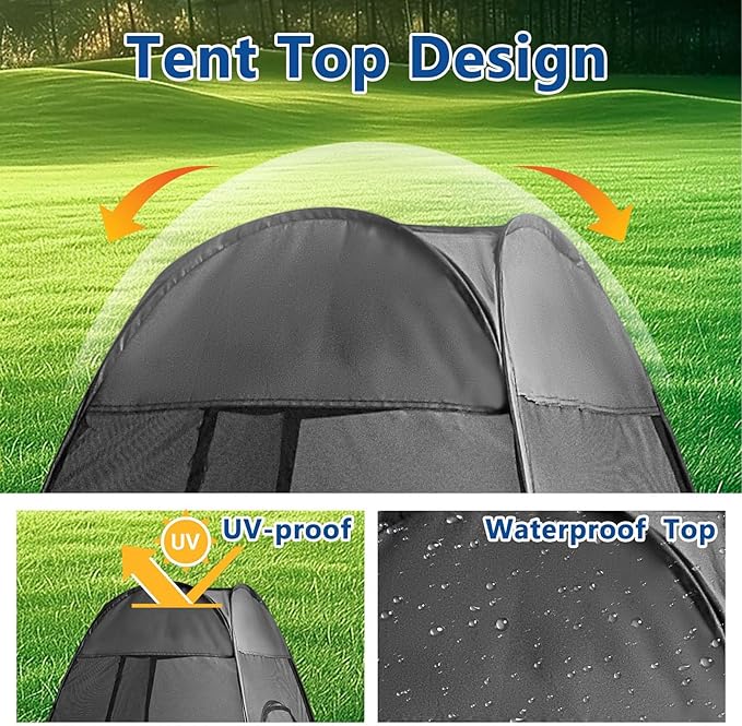 1-Person Camping Chair Pop up Tent 47x47x59 See Through Single Mesh Tent Bugs Barrier Mosquito Net 2 Zipper Doors Outdoor Sports Pod Shelter with Bag for Fishing Not Included Chair