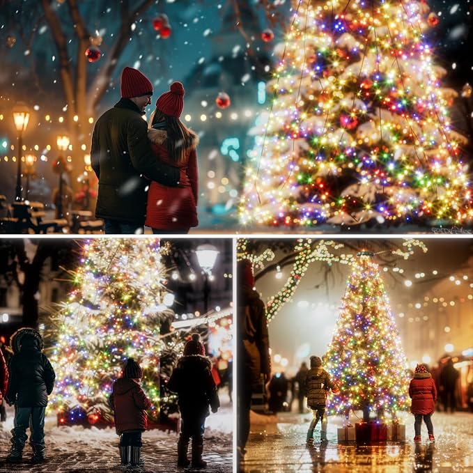 Christmas Tree Lights - 400 LED 8.2Ft x 16 Line String Lights with Timer Memory Function 8 Modes for Indoor/Outdoor Wedding Party Decoration (Multicolor)