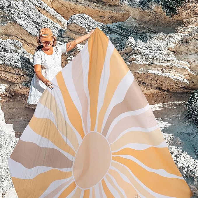Waterproof Sandproof Beach Blanket 78 x 86 Large Beach Mat for 2-4 Adults Lightweight Polyester Outdoor Picnic Blanket for Travel Camping Hiking Beach Essentials for Vacation