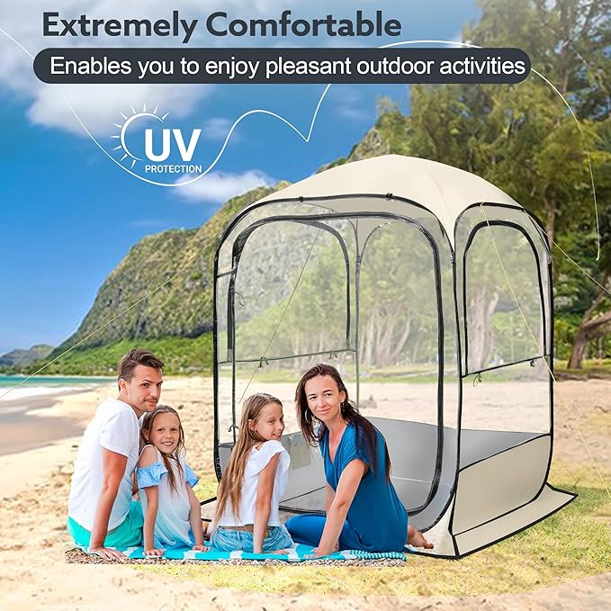 Outdoor All Weather Pop Up Sport Tent 51×51×67 in 1-3 Person Instant Tent ShelterRainproof Camping Sun Shelter Coldproof &amp Windproof Spacious Interior with Outdoor Camping Activities Fishing