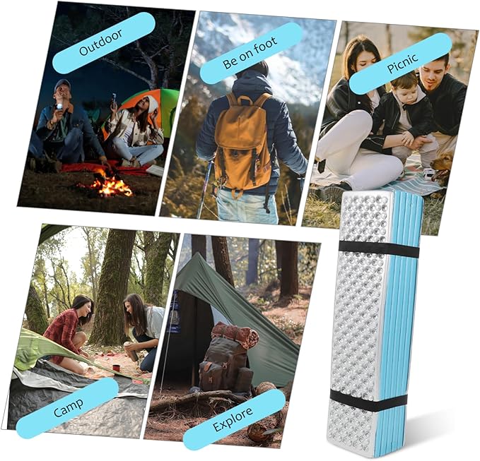 Folding Camping Mat Egg Crate Sleeping Pad Waterproof Foam 186x60cm Portable Insulated Thermal Pad for Outdoor Backpacking and Camping