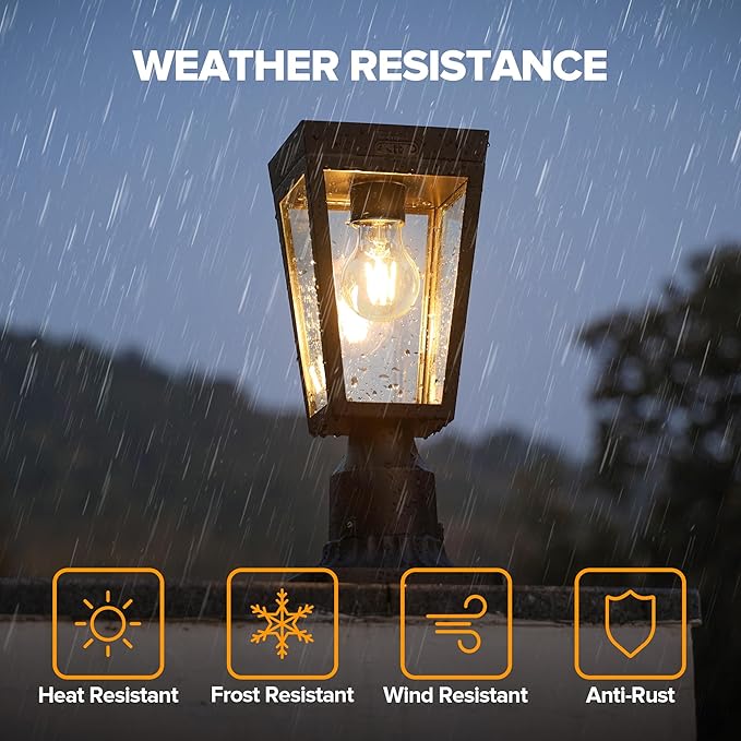 LUTEC Outdoor Solar Lamp Post Light with Pier Mount Base Dusk to Dawn Waterproof Post Light Fixtures Black Solar Powered Aluminum Post Lights for Outside