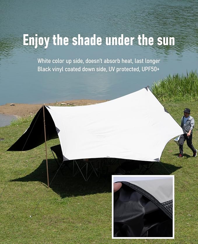 iClimb Waterproof Sun Shield Tarp UPF 50+ for Tent Hammock Camping Backyard Party (Tarp 18' × 17'9)