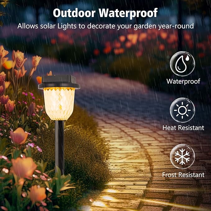 echosari 6 Pack Christmas Color Changing Solar Lights Outdoor Pathway Dynamic Multicolor &amp Warm White Waterproof Solar Garden Lights Path Lights for Landscape Driveway Walkway Lawn