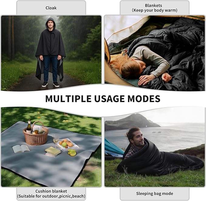 EULANT Large Wearable Camping Blanket with Crystal Velvet LiningWaterproof Windproof Warm Outdoor Camping Blanket