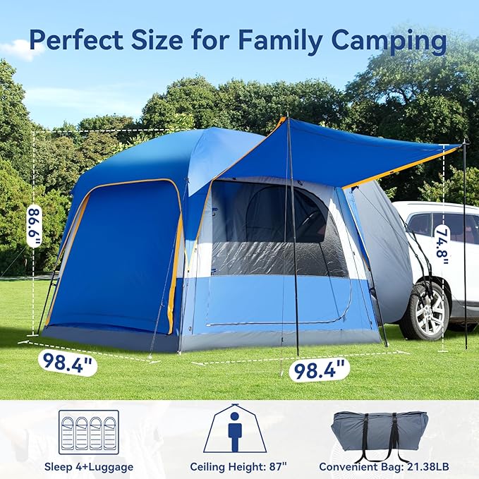 SUV Tent for Camping SUV Camping Tent with Awnings Waterproof Blow Up Tent Easy Setup Car Truck Camping Tent