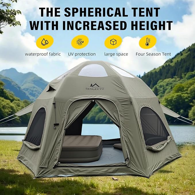 Inflatable Tents for Camping Large Inflatable Camping Tent with Hand Pump Easy Setup Tents for 4-6 People Portable Glamping Tent