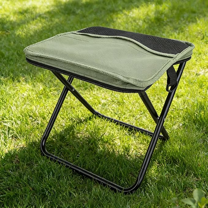 Ymiko Mini Folding Stool Portable Compact Stool with Double Storage Bags and Reinforced X Frame for Outdoor Camping Fishing Picnicking Travel