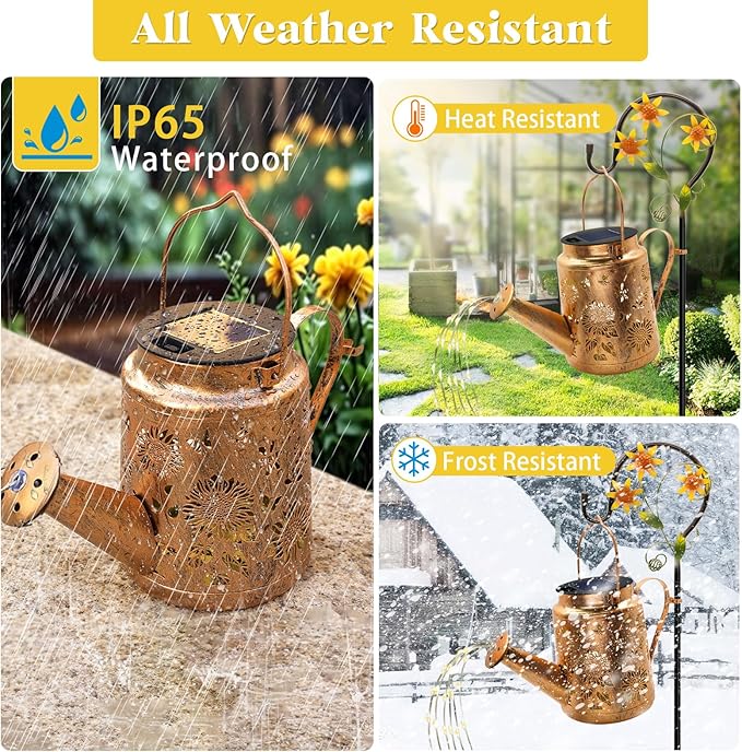 Solar Watering Can with Lights Birthday Gifts for Mom Women Mother's Day Outdoor Garden Decor Sunflower Solar Garden Lights for Outdoor Pathway Yard Lawn Patio Waterproof Gardening Decorations
