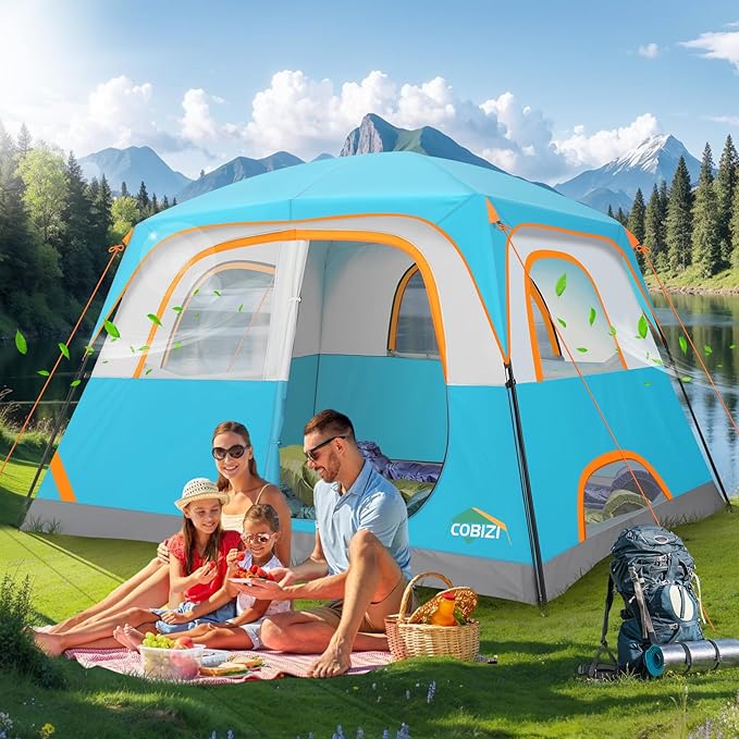 COBIZI Tents for Camping 4/6 Person Camping Tent with Rainfly and Screen Easy Setup Lightweight Portable Waterproof Outdoor Tent with Carry Bag for Backpacking Hiking Family Travel