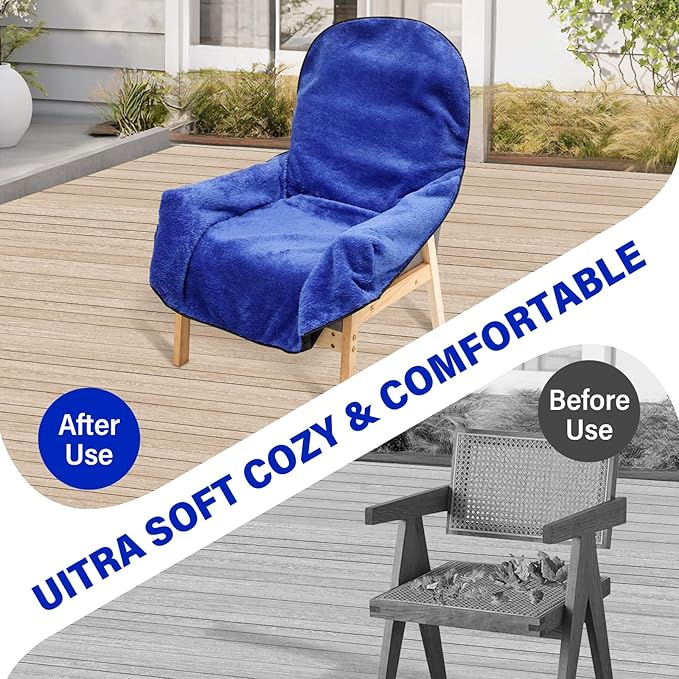 Reversible Cozy Seat Blanket Office Chair Blanket Polyester and Waterproof Oxford Fabric for Patio Camping Universal Fit for 90% Armchair Includes Drawstring(Blue)