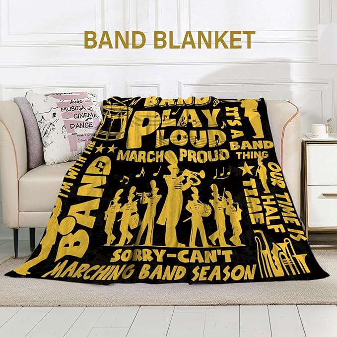 Marching Band Gifts Blanket for Teens Band Director Gifts for Marching Band Adult Band Flannel Blanket for Men/Women Rock Band Blanket 50 * 60 Christmas Birthday Thanksgiving Gift