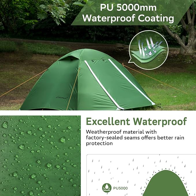 Clostnature Lightweight Backpacking Tent - 1/1.5/2/3/4/6 Person Ultralight Waterproof Camping Tent 3 Season Large Size Easy Setup Tent for Family Outdoor Hiking and Mountaineering