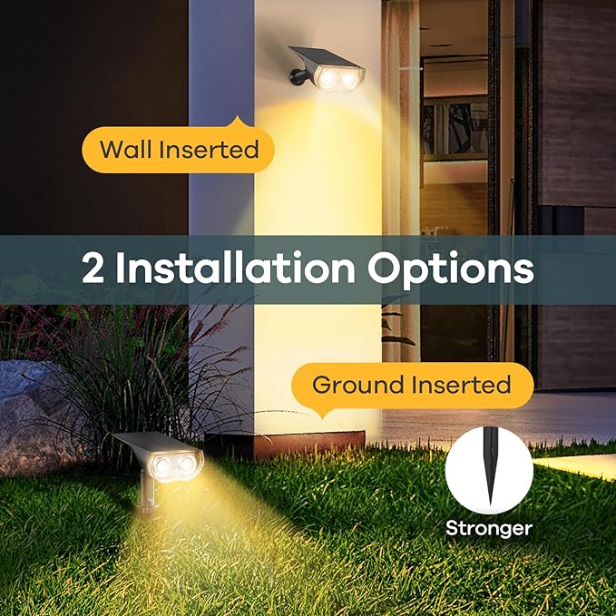 Linkind Solar Lights Outdoor Waterproof IP65 StarRay Dusk-to-Dawn Outdoor Solar Lights 3 Lighting Modes Solar Spot Lights Outdoor for Garden Yard Landscape (Warm White 6 Pack)