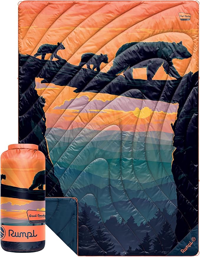 Rumpl Original Puffy National Park Blanket for Camping and Outdoors Great Smoky Mountains - Bear Crossing - V2