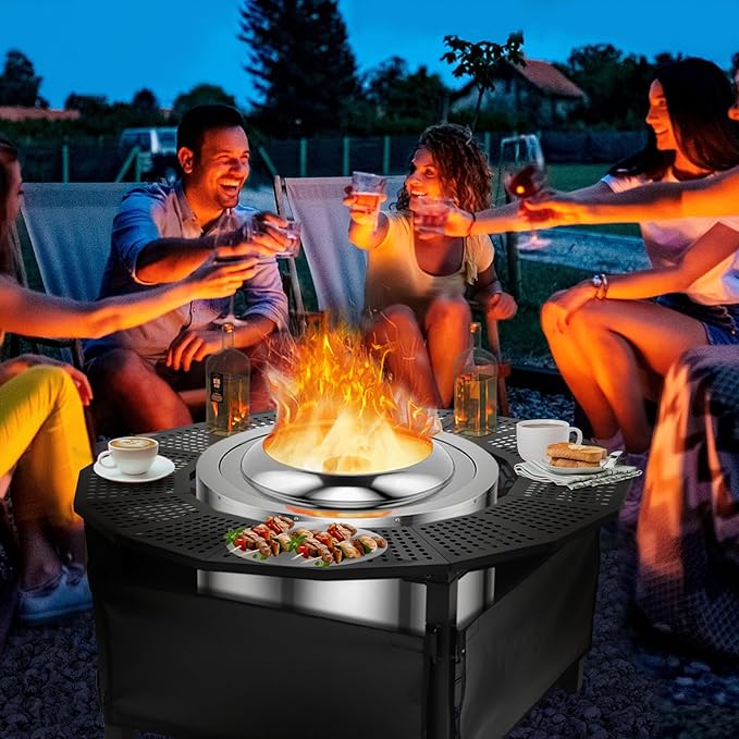 48 Inch Fire Pit Bonfire Surround for Solo St ove Yukon Circular Safety Protection Equipped with a Safety Support Frame to Prevent Direct Contact with The Ground
