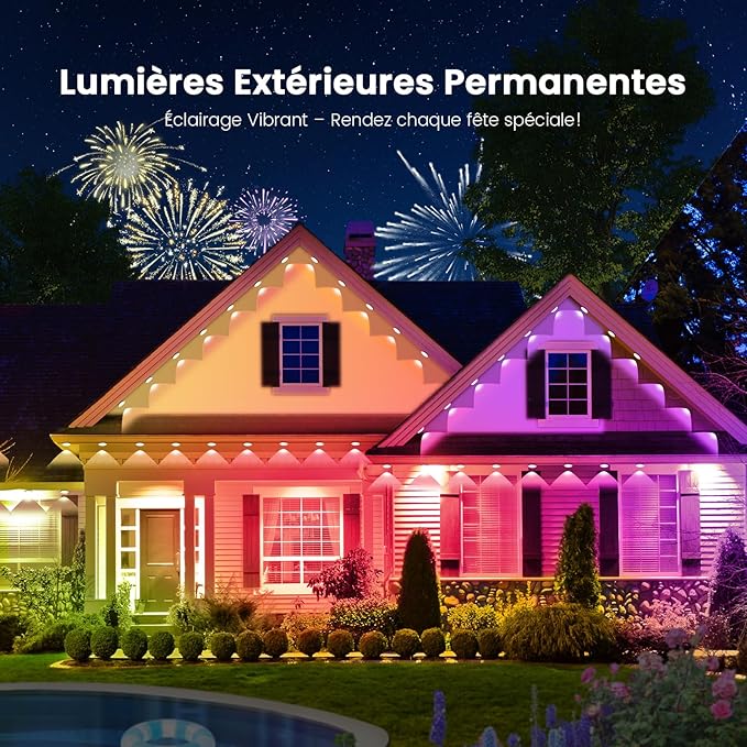 Permanent Christmas Lights Outdoor DIY App &amp Bluetooth Music Waterproof Ip65 200 Ft Permanent Outdoor Lights for Soffit Fence Garage Landscape Patio.