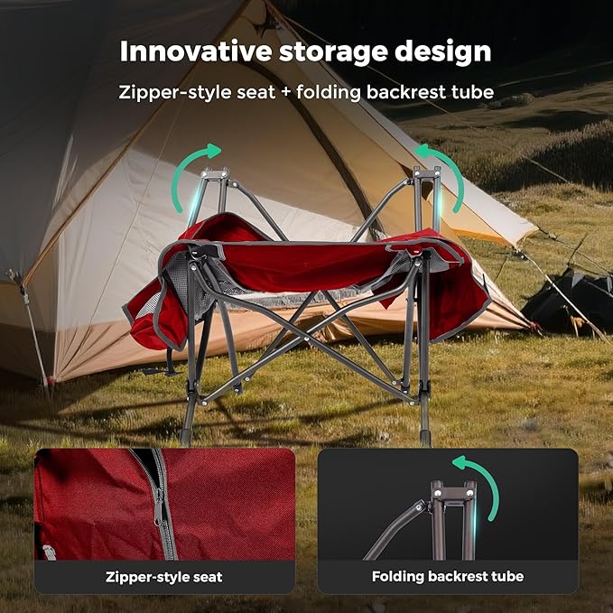 SUNNYFEEL High Back Camping Chair for Adults 2 Pack Lightweight Camping Chair Support 250 lbs Heavy Duty Folding Chair Design Portable &amp Collapsible Camping Chairs for Outdoor Camp Beach Picni