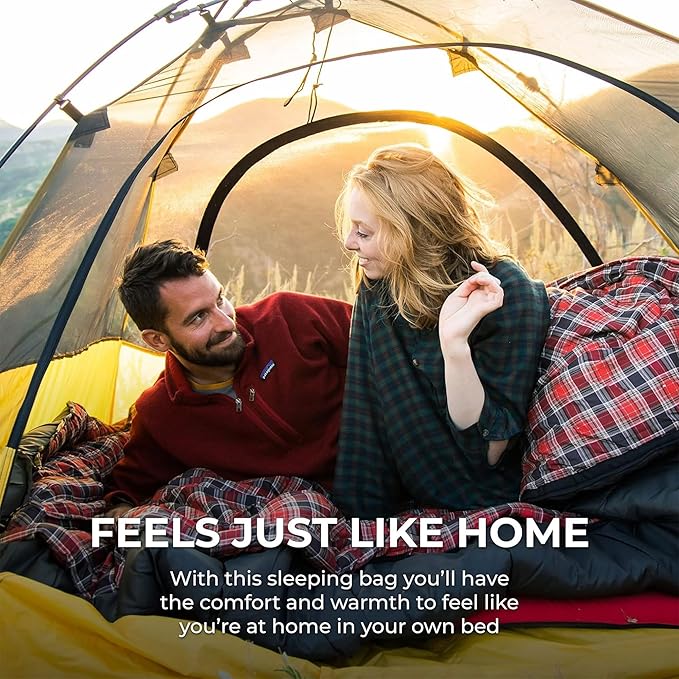 Teton Mammoth Queen Size Double Sleeping Bag- A Warm Bag The Whole Family can Enjoy – Great for Camping Hunting and Base Camp. Compression Sack Included