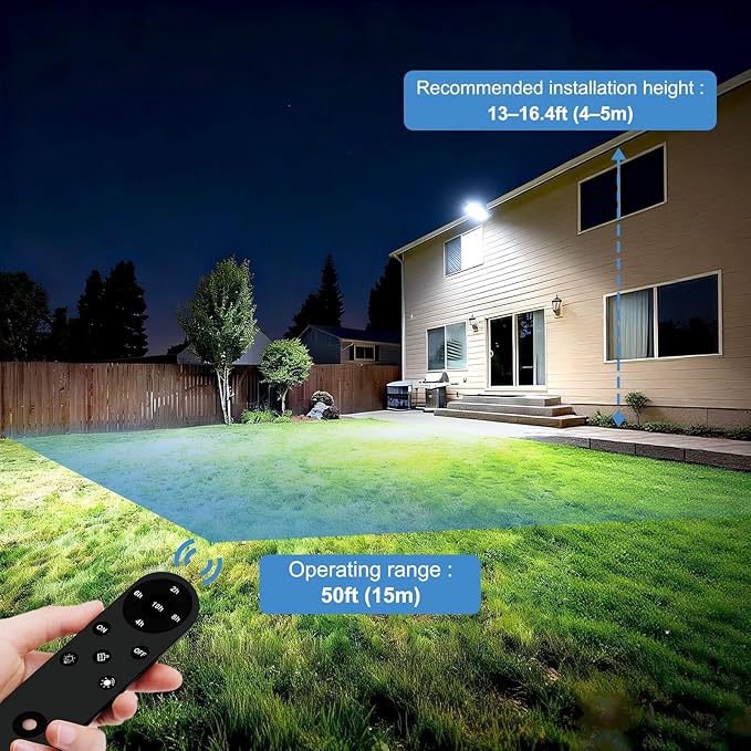 Kekeou 100W LED Flood Light with Photocell Sensor 14000LM Parking Lot Light 6500K Dusk to Dawn Barn Lights IP67 Waterproof Security Lights with Remote Control for Yard Garden