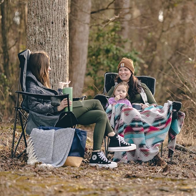 SUNNYFEEL Folding Oversized Camping Chair Padded Portable Lawn Chairs for Adults Heavy Duty 300 LBS Folding Camp Quad Chair High Back with Cup HolderArmrest for PicnicBeachSports