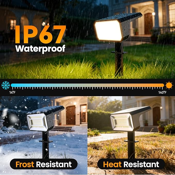 Fabrito Solar Spot Lights Outdoor 10 Pack [108Leds 4 Modes] Auto On/Off Spotlights IP67 Waterproof Landscape Lights for Tree Yard Patio Pool Pathway Driveway Warm White