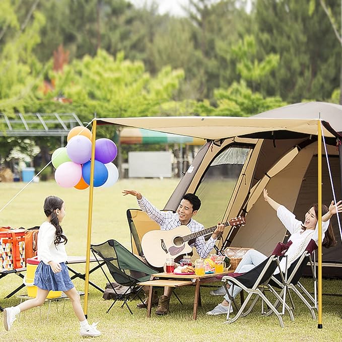 SAN LIKE Aluminum Tent Poles for Tarp &amp Awnings - 75in Adjustable Collapsible Poles - 2 Sets (5 Sections)