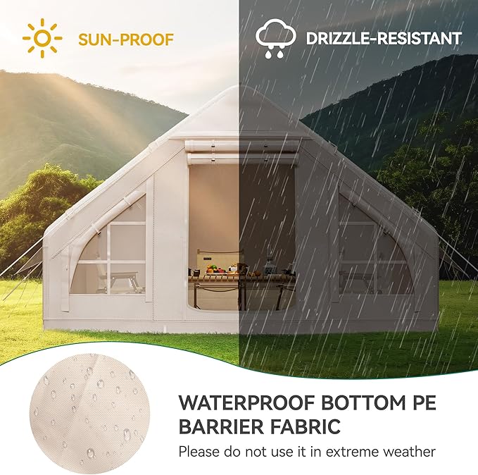 YITAHOME Inflatable Camping Tents 8 Person Blow Up Hot Tent with Pump and Stove Jack Easy Setup with Explosion Proof Valve Waterproof Oxford Air Glamping for Camping