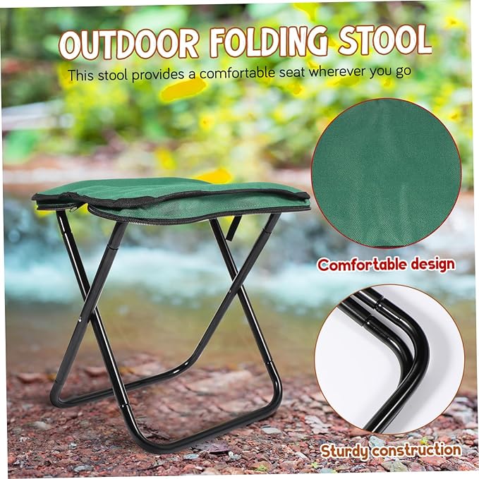 GARVALON Folding Stool for Outside Activities Portable Aluminum Stool Foot Rest for Camping Hiking and Travel