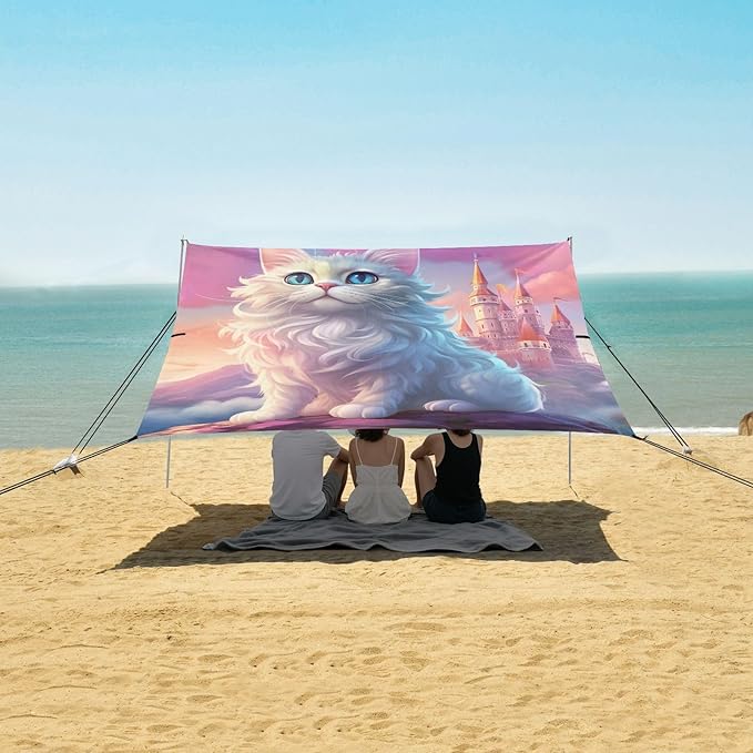 Beach Tent Sun Shelter Cat Pink Castle Lightweight &amp Easy Setup Beach Shade Canopy for Camping Fishing