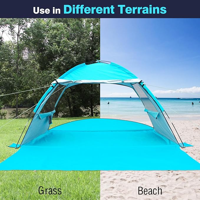 DLUCKY Beach Tent for 1/2/3/4/5/6 PersonAnti-UV Portable Sun Shade ShelterUPF 50+Both Sides Extendable FloorExtendable Awningwith 2 Ventilating Mesh WindowsLightweight &amp Easy Setup.