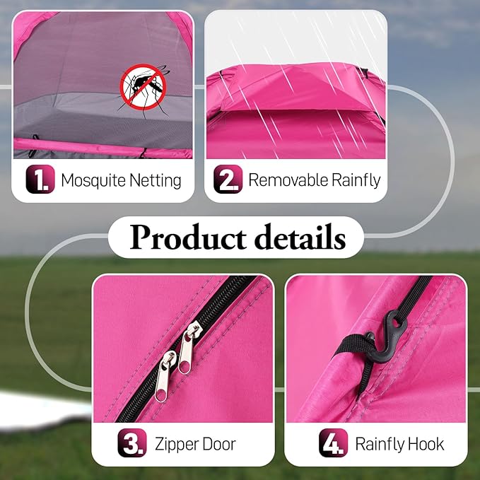 Outvita Camping Tent 4 Person Dome Tents with Rainfly &amp Carrying Bag Waterproof Easy Setup Tent with Mesh Windows for Camping &amp Hiking