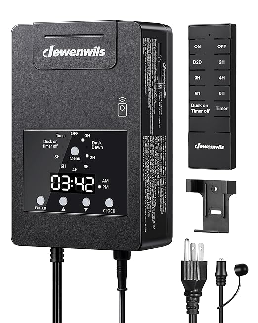 DEWENWILS 120W Low Voltage Landscape Transformer with Remote Control 120V AC to 12V DC Low Voltage Transformers with Photocell &amp Timer Landscape Lighting Transformer for Garden Light Spotlight
